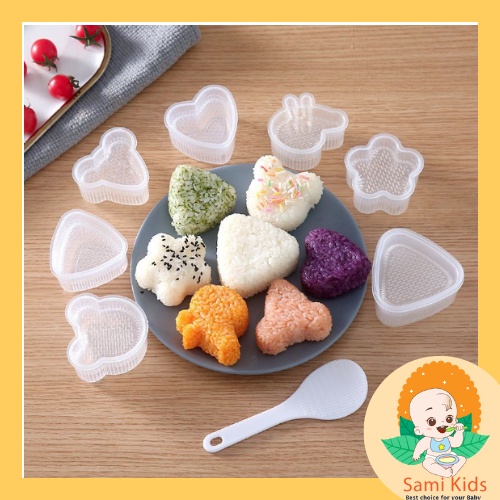 Khuôn làm cơm nắm Onigiri, khay dụng cụ ép cơm Bento tạo hình cho bé ăn dặm SAMIKIDS