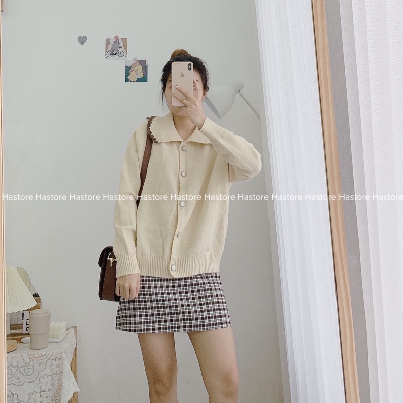 Áo len cổ bẻ viền Hàn Quốc