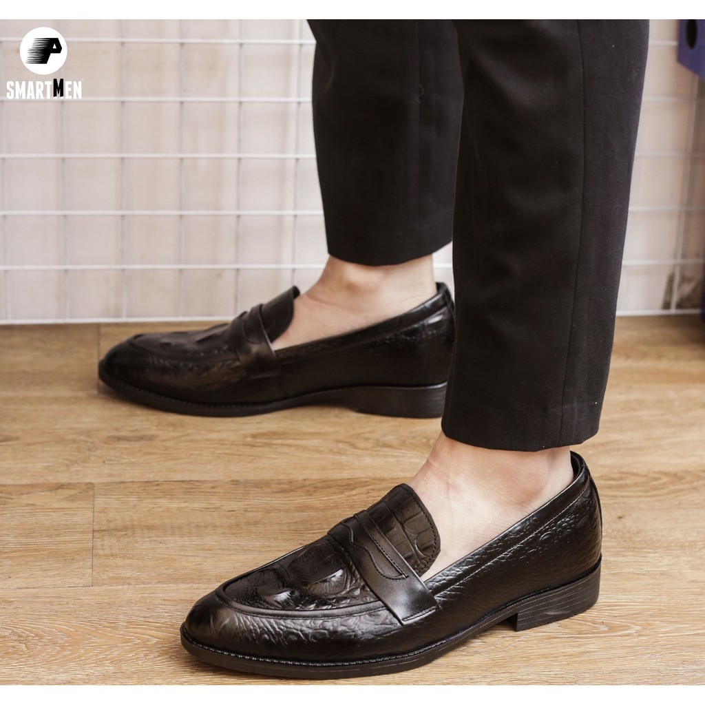 Giày lười công sở tăng chiều cao SmartMen GS04 (Đen) | BigBuy360 - bigbuy360.vn