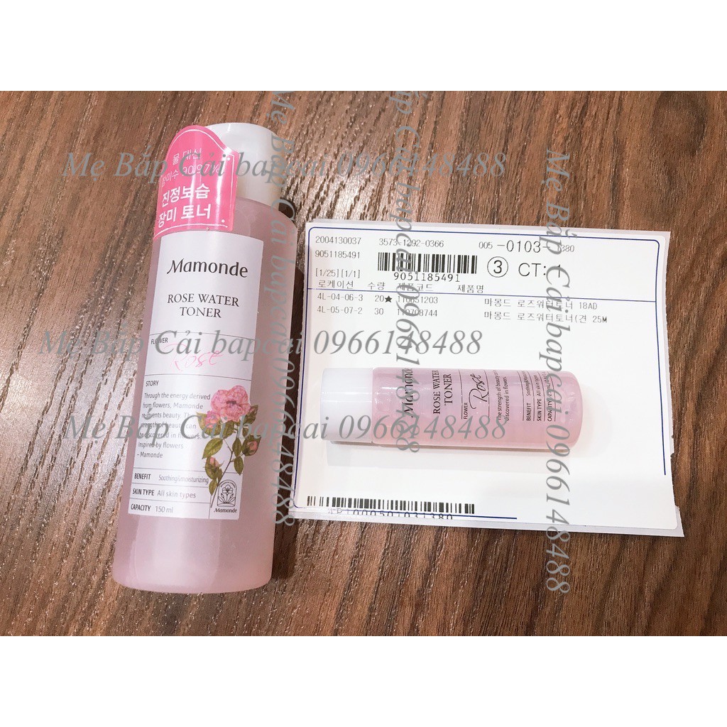 MBC 1 chai Nước hoa hồng Mamonde Water Toner 25ml rose, pore, centella