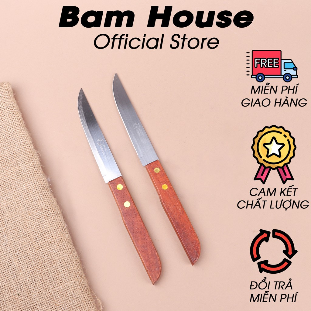 Bộ 2 dao bếp gọt trái cây inox Bam House cán gỗ cao cấp DTL03 – Gia dụng bếp