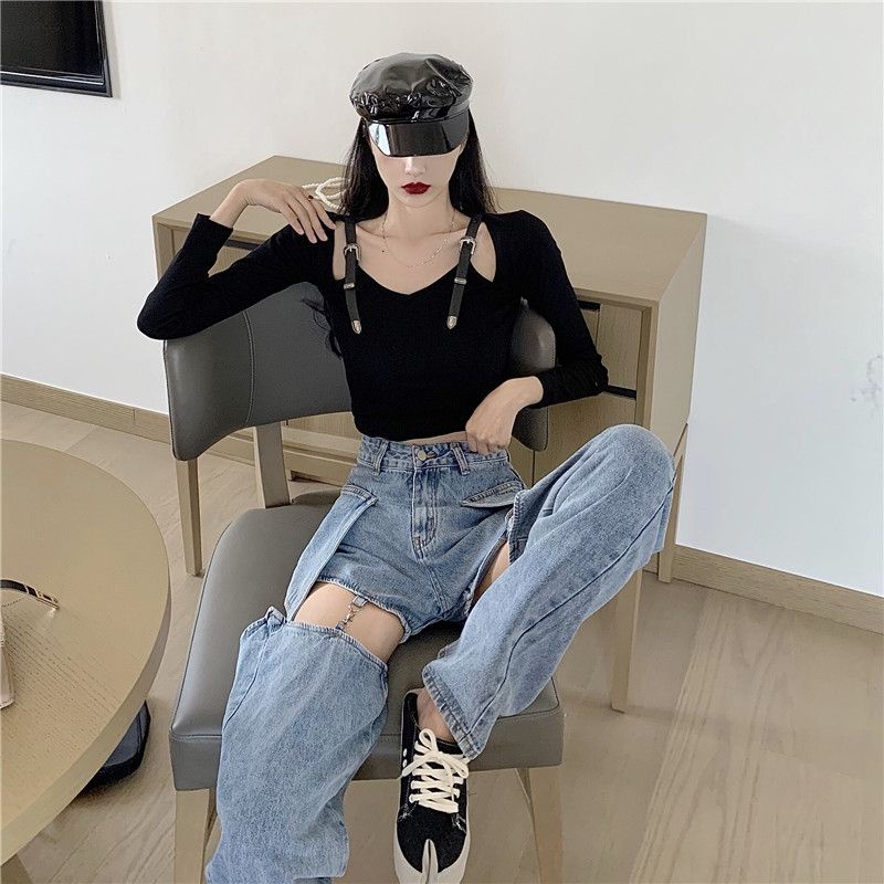 Quần jeans 2 kiểu xích cá tính ulzzang 🍓 FREESHIP 🍓 quần bò nữ dáng rộng 🍓