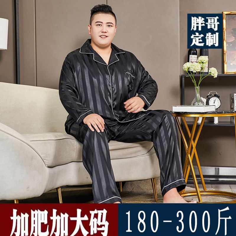 Bộ Đồ Ngủ Vải Lụa Lạnh Dáng Rộng Plus Size Cho Nam