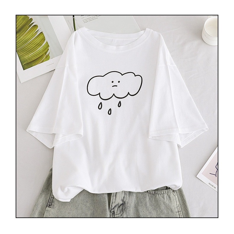 Áo Thun Form Rộng Tay Lỡ Unisex Họa Tiết Đám Mây A10