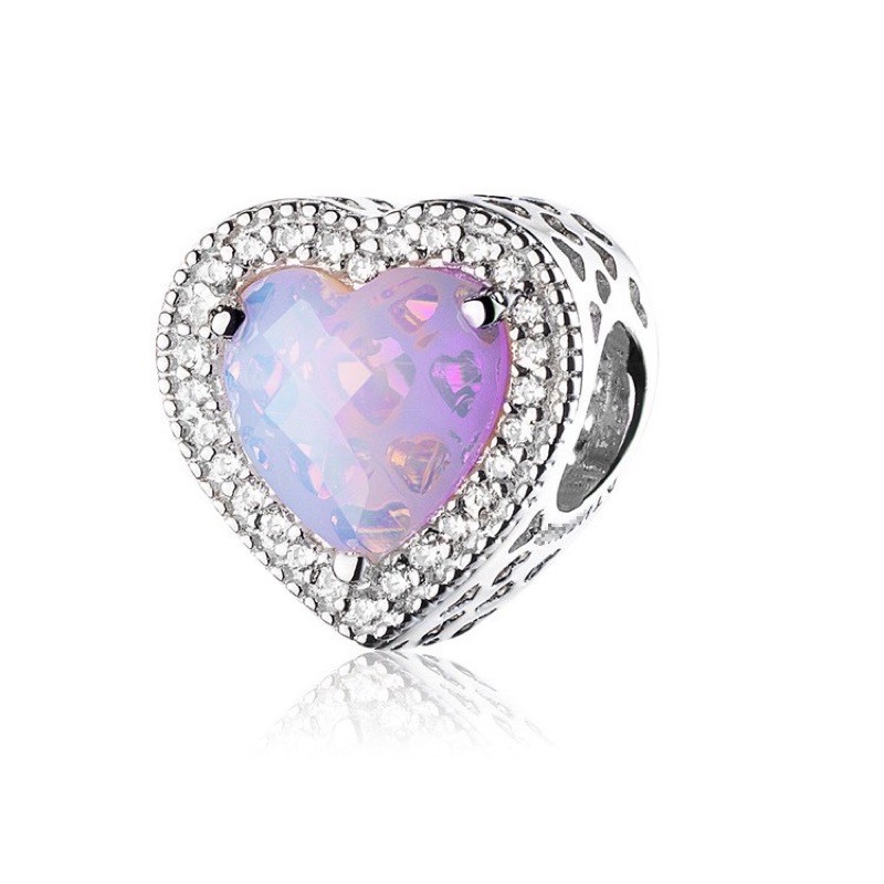 charm đá mắt mèo hình tim bạc s925