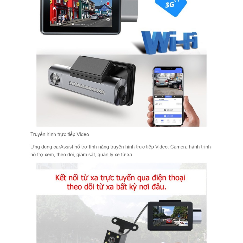 Camera hành trình ô tô Cafu C1 giám sát trực tiếp từ xa qua smartphone