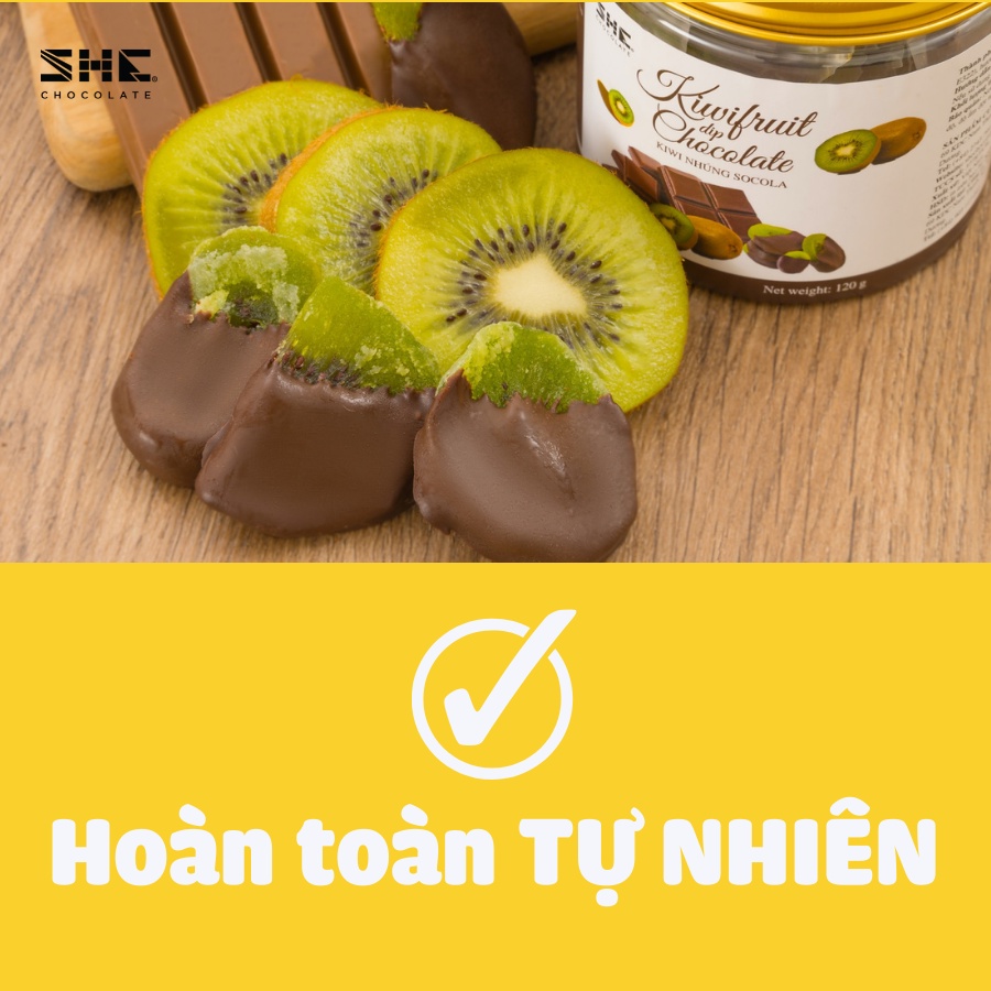 Kiwi nhúng Socola - Túi 50g - SHE Chocolate - Bổ sung năng lượng. Quà tặng người thân, dịp lễ, thích hợp ăn vặt