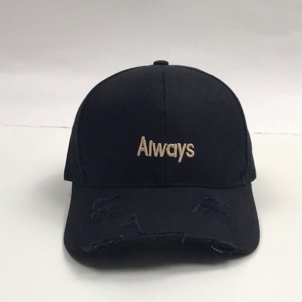 Mũ lưỡi trai thêu chữ Always Nón kết kiểu rách tua rua chất kaki thời trang form unisex nam nữ K17 MN