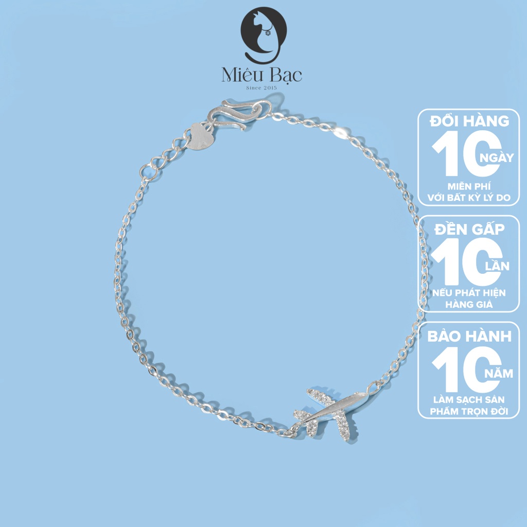Lắc tay bạc nữ máy bay đính đá chất liệu bạc 925 thời trang phụ kiện trang sức nữ Miêu Bạc L400715x