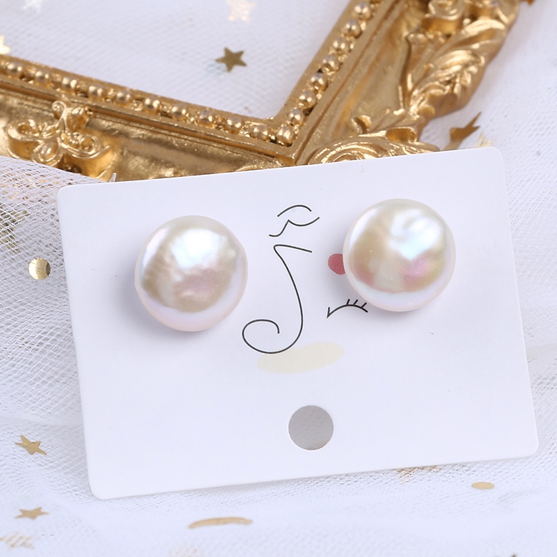 Khuyên Tai Bạc 925 Hình Đồng Xu Ngọc Trai Tự Nhiên Thời Trang Cho Nữ