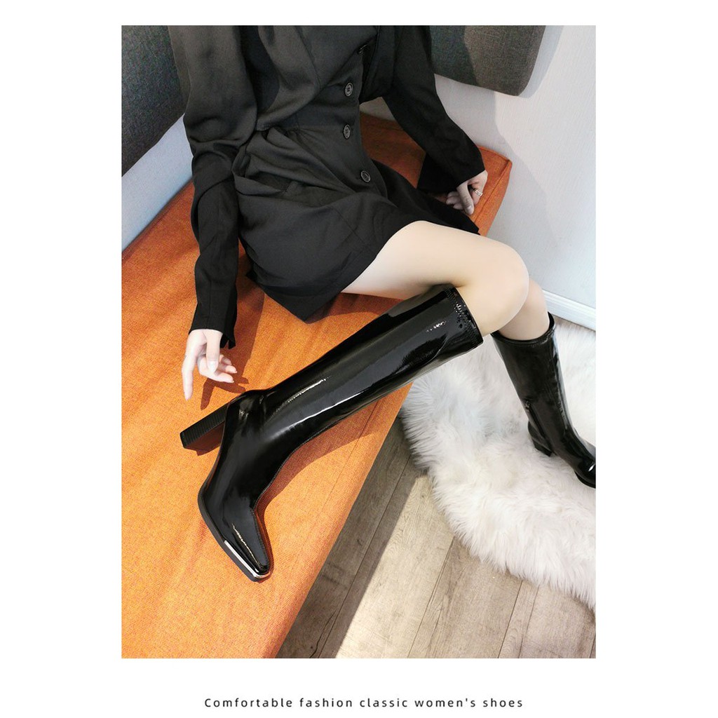 SẴN Giày Bốt Đùi Da Bóng Cao Cấp co giãn sang chảnh cao 9 cm quảng châu loại 1 Ảnh thật | BigBuy360 - bigbuy360.vn