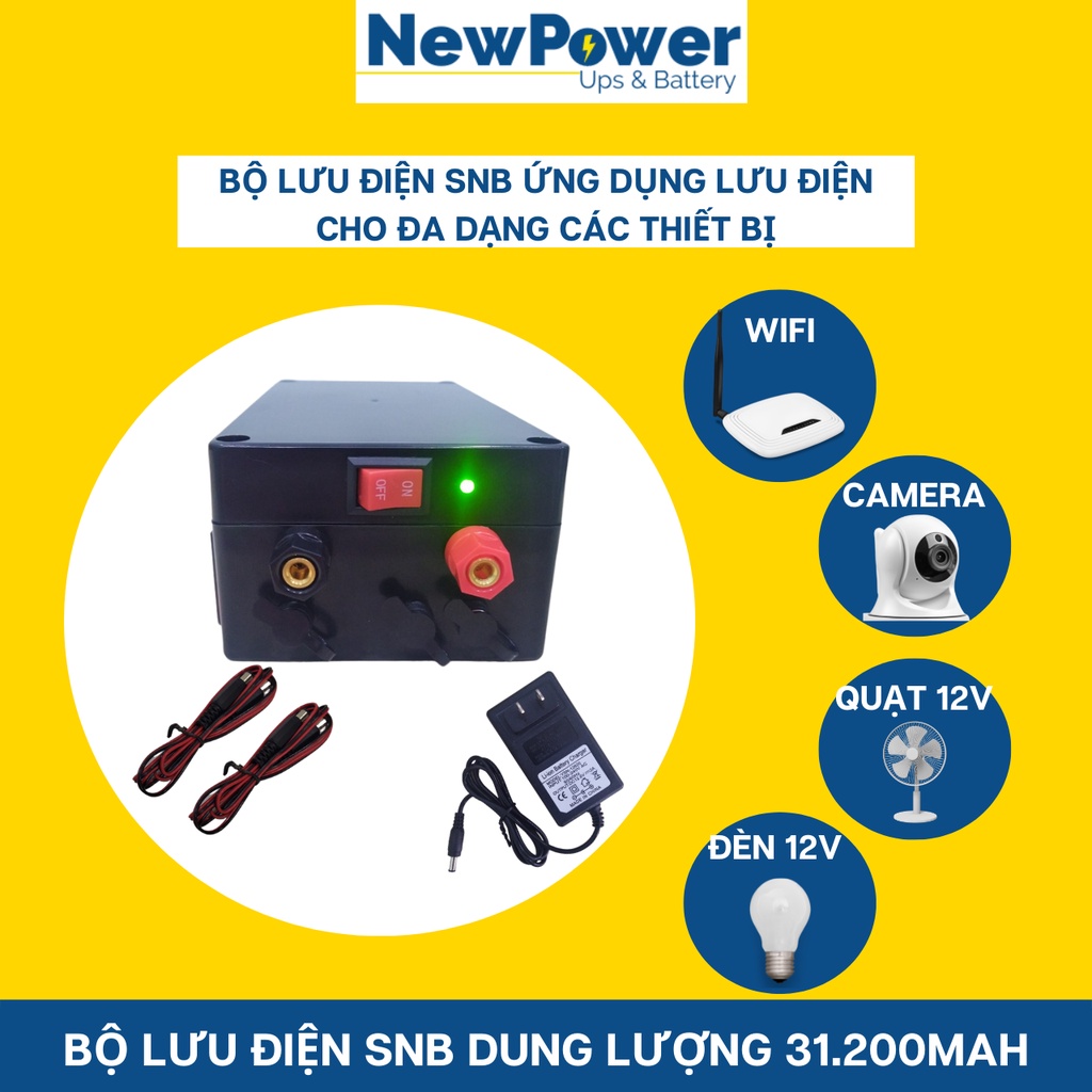 Bộ lưu điện gia đình 31.200mAh có jack 100W, UPS 12V dùng cho camera, wifi..,mới 100%, BH 12th, xuất xứ VN