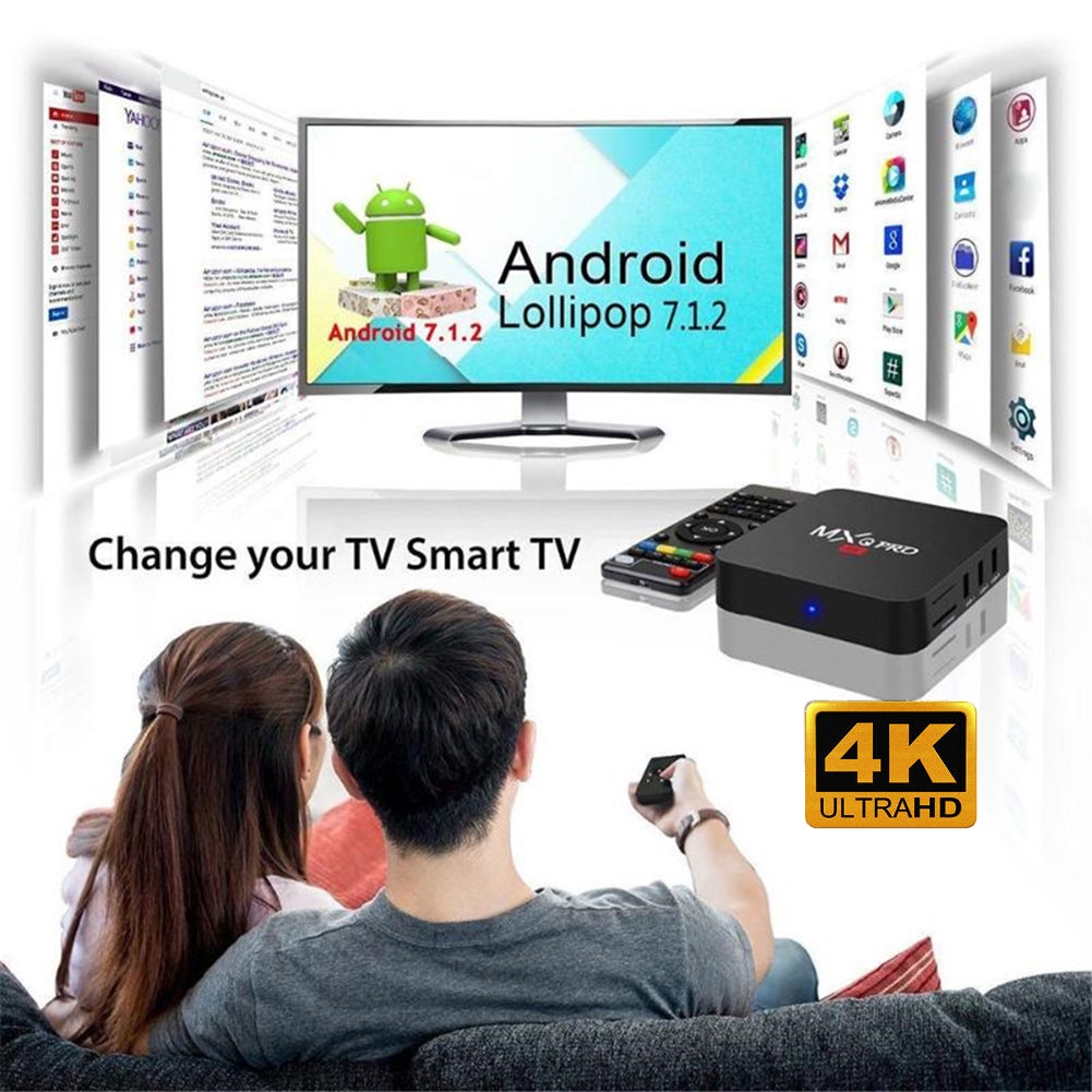 🖥homeyard MXQ PRO Smart Android 7.1 TV BOX 1GB + 8GB H3 Quad Core Hỗ trợ Trình phát phương tiện WiFi H.265 UHD 4K 2.4GHz