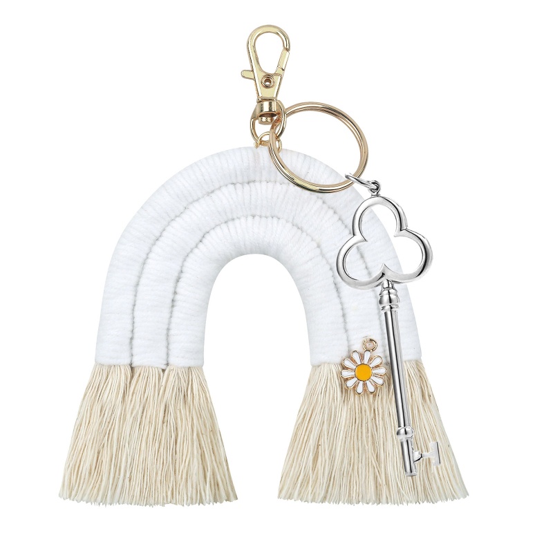 Móc Chìa Khóa / Ví / Túi Xách Macrame Phối Tua Rua Xinh Xắn Thời Trang Cho Bạn Gái