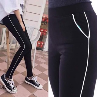 Quần legging thể thao phối sọc trắng siêu xinh