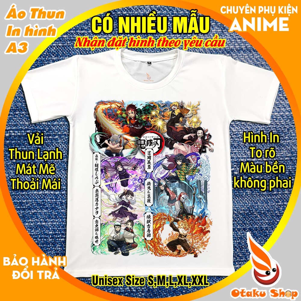 Áo thun Anime Thanh Gươm Diệt Quỷ Kimetsu no Yaiba đủ Size chuẩn from Unisex phù hợp Nam Nữ in hình theo yêu cầu Otaku