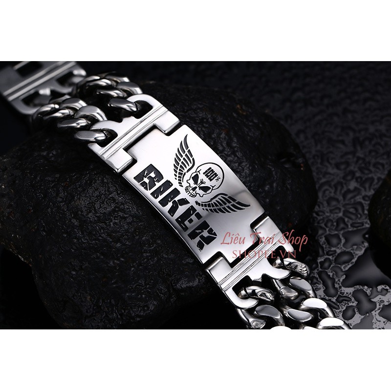 Lắc tay nam Biker Inox 316L