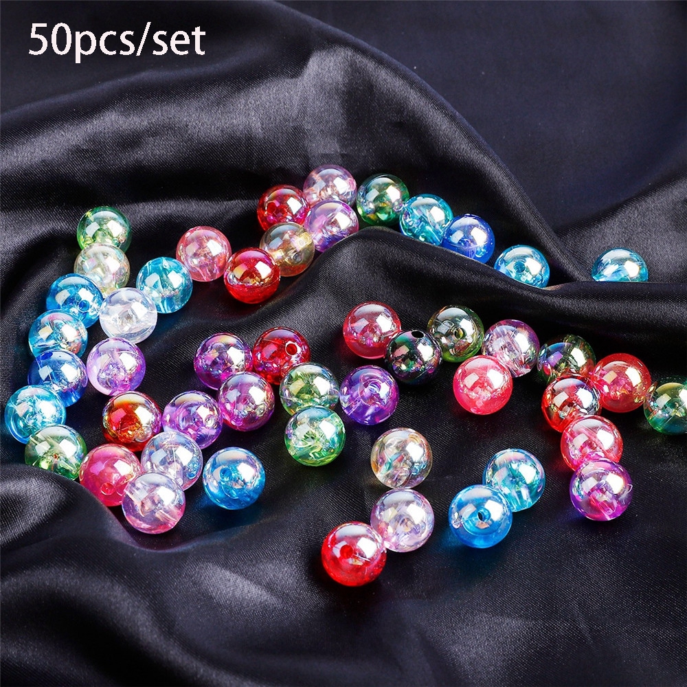 50 hạt cườm tròn phối màu dùng làm vòng đeo tay handmade
