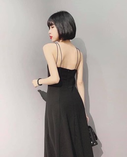 ĐẦM MAXI ĐEN 2S XẺ xt
