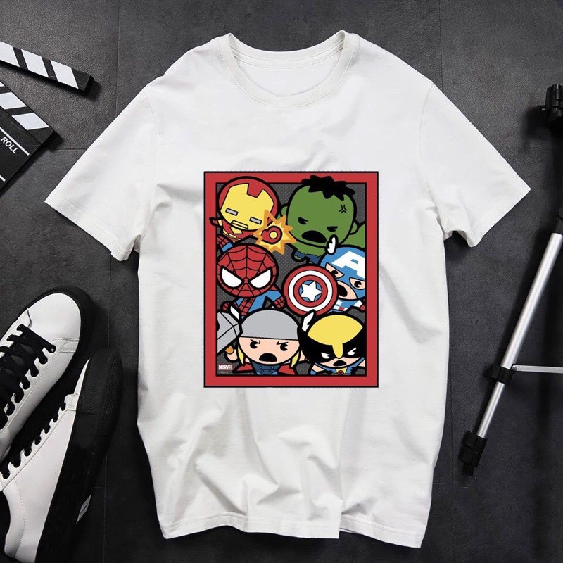 Áo thun marvel 🚚FREESHIP🚚 Ảnh thật ở cuối 🚚 Áo phông cotton tay ngắn in hình siêu anh hùng Avengers siêu ngầu