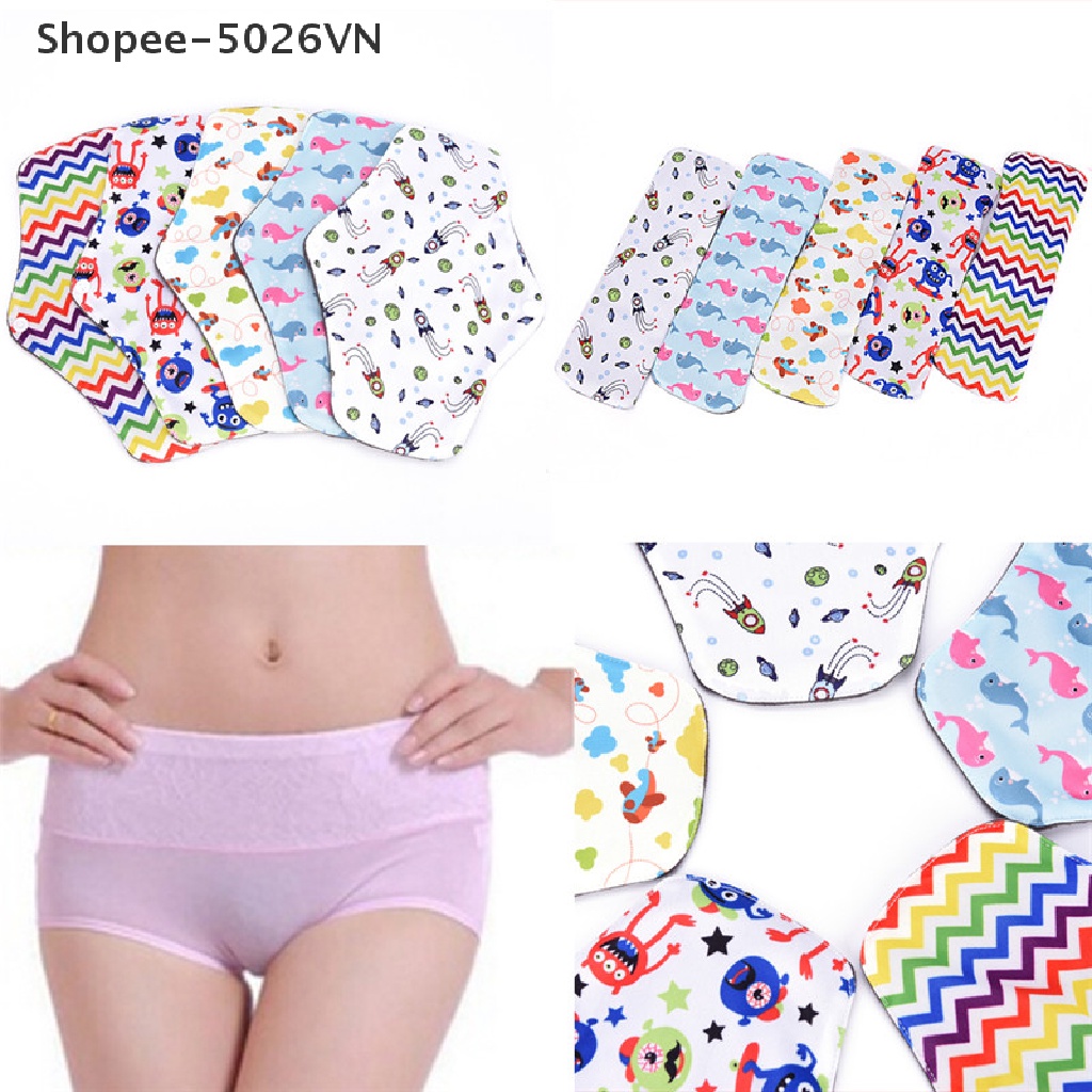 [flood] Miếng Lót Vệ Sinh Kinh Nguyệt Bằng Vải Cotton Tre Giặt Được Tái Sử Dụng Được (f)