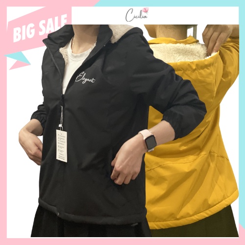 (TẶNG QUÀ 20K) Áo Khoác Nữ Đẹp Hàn Quốc Cao Cấp Mùa Đông Lót Lông Cừu Hot Trend 2021 Vải Tráng Bạc Chống Nước Cicilia