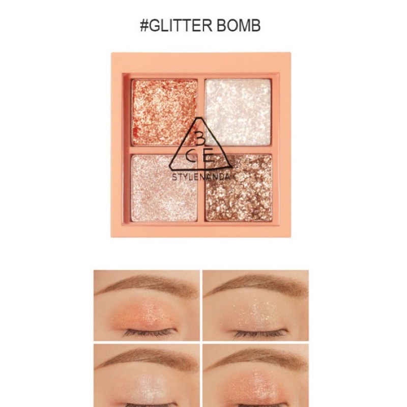Bảng phấn mắt 3CE 4 ô #glitter bomb