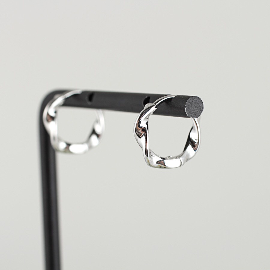 Khuyên tai bạc nữ Aura, bông tai tròn xoắn dạng bấm-KT15-AURASILVER