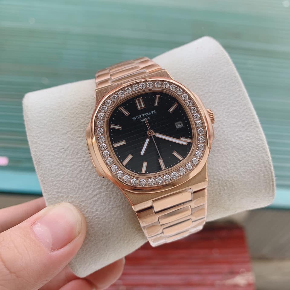 Đồng hồ Nam Ptk máy nhật chạy cơ Automatic vuông vành đá tròn size 41mm dây kim loại vỏ vàng hồng nhiều màu có dạ quang