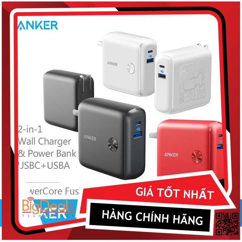 Củ sạc tường kiêm pin sạc dự phòng Anker PowerCore Fusion 10000mAh USB-C (A1623) dùng lướt