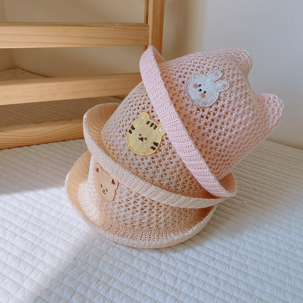 Mũ tai gấu lưới thêu xuất Hàn siêu mát, siêu thoáng, siêu cute cho bé