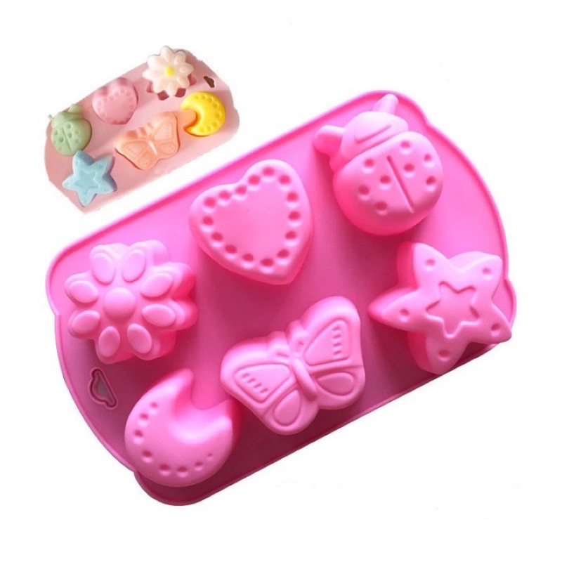 Khuôn silicon làm thạch rau câu, chocolate, làm bánh hình hoa trái tim trăng bướm sao