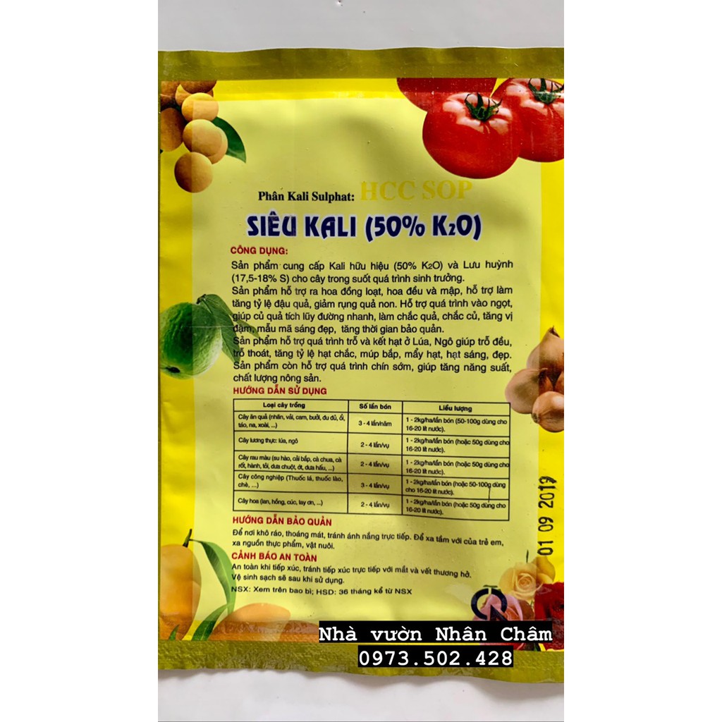 Phân bón Siêu Kali - cây mập, củ to, sai hoa, trái ngọt