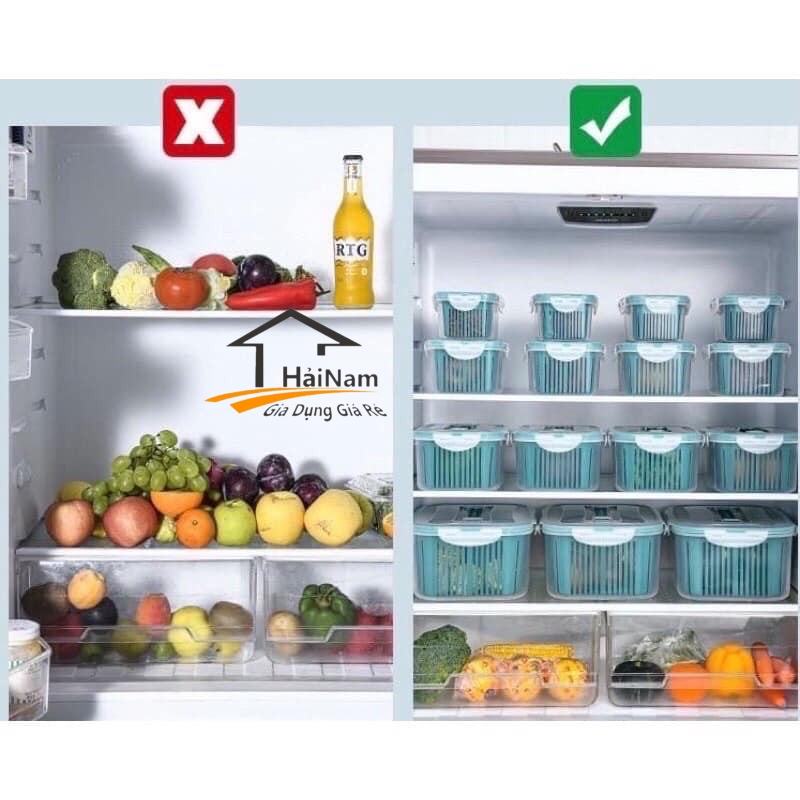 (HÀNG LOẠI 1) Set 5 Chậu Kèm Rổ Có Nắp Đựng Đồ Tủ Lạnh Siêu Tiện Lợi 5.0