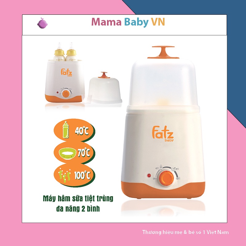 Máy hâm sữa tiệt trùng 2 bình cổ rộng FATZ BABY 3 chức năng FB3012SL Mama Baby VN