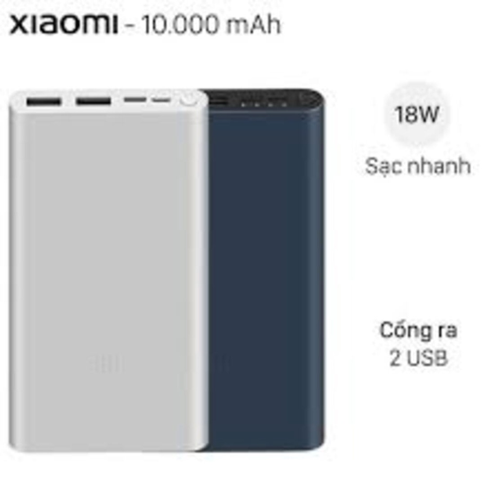 Pin Sạc Dự Phòng Xiaomi Gen 3 Nâng Cấp 2 Cổng USB Hỗ Trợ Sạc Nhanh 18W QC 3.0 Bh 6 tháng - BBN 02