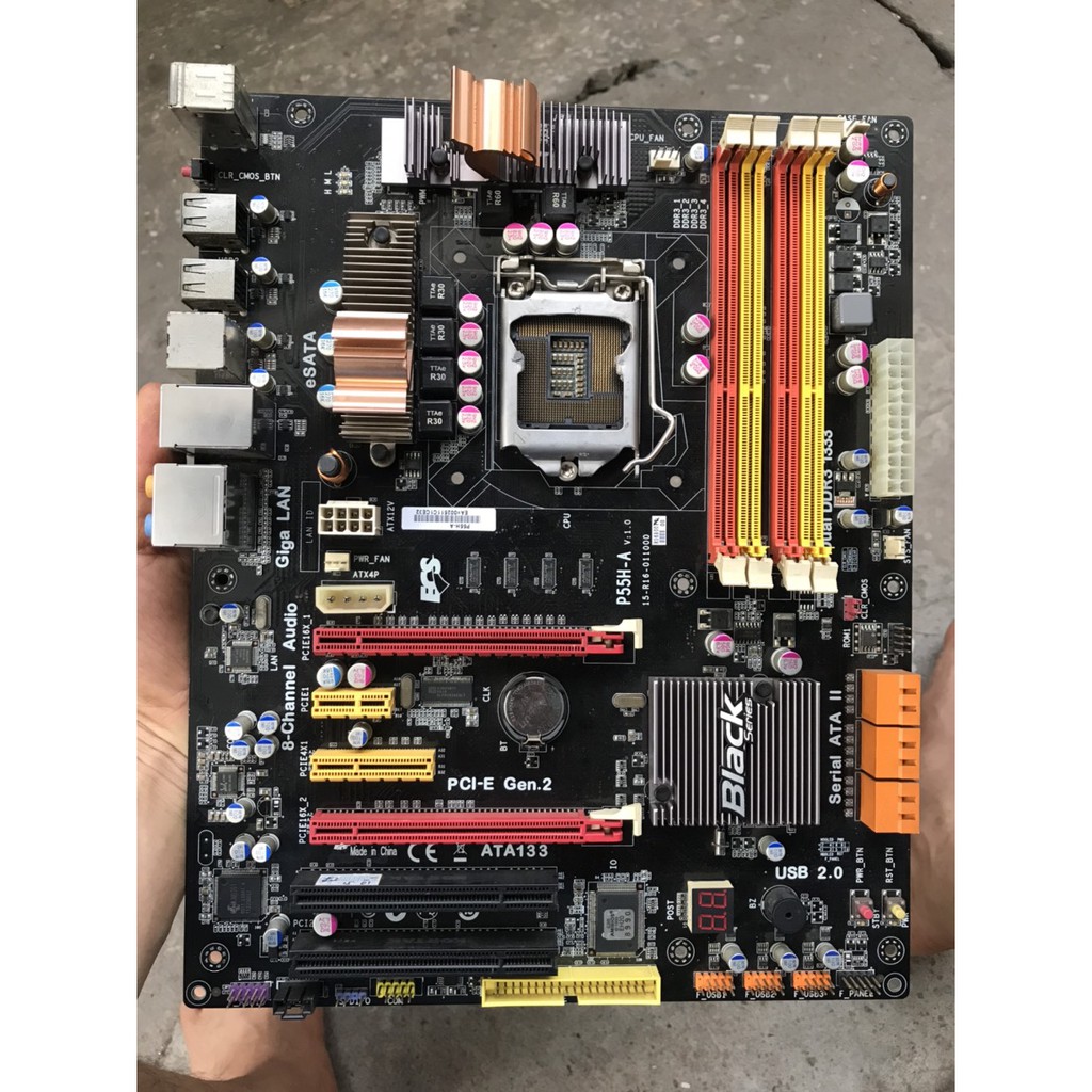 bo mạch chủ máy tính ECS P55H A 4 khe ram ddr3 socket 1156 mainboard Main PC P55 V1.0