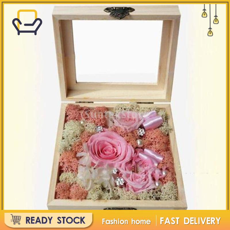 Hộp Gỗ Trưng Bày Trang Sức Không Sơn Có Nắp Kính 1 # Happi2ness
