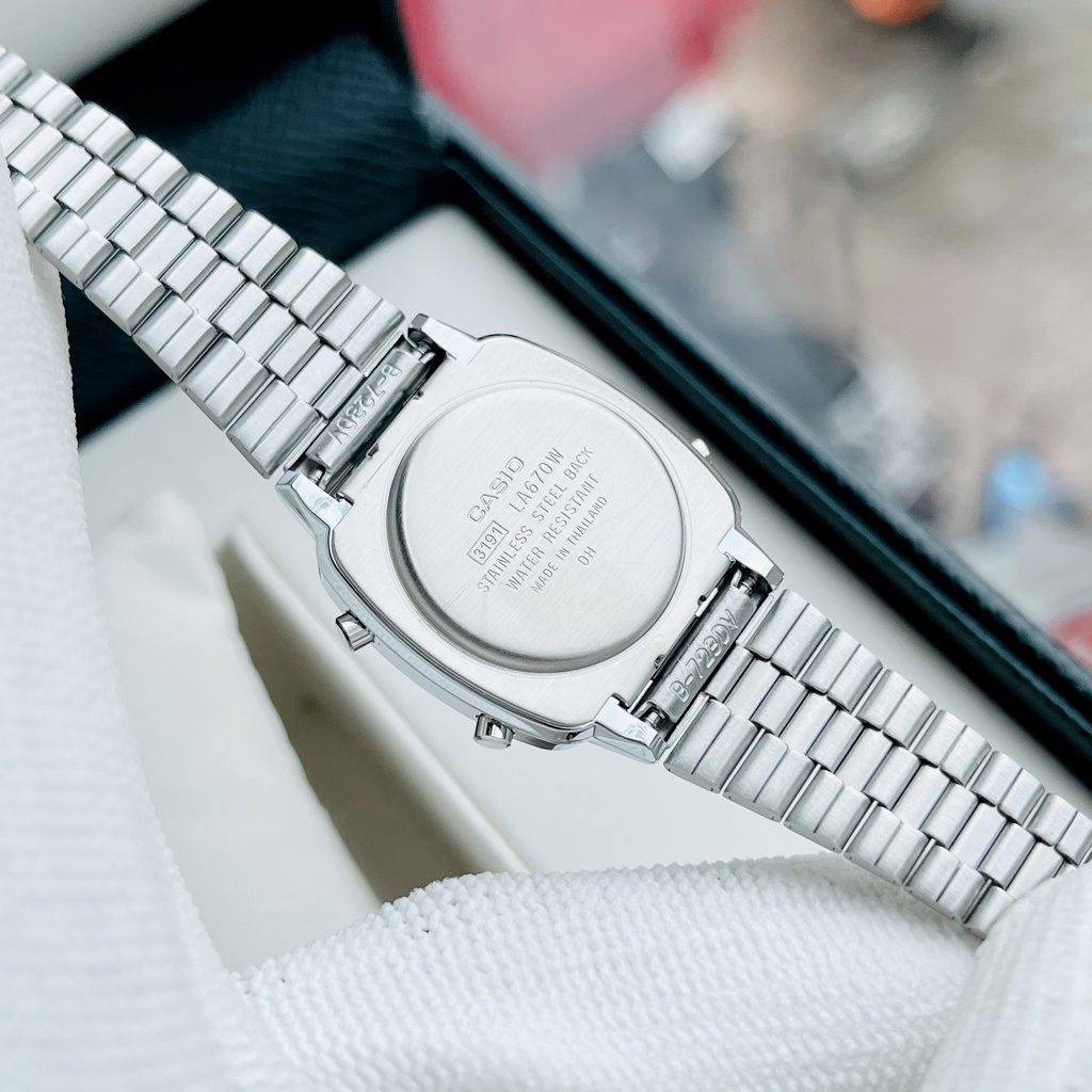 Đồng hồ Nữ Casio LA670WA-7, đồng hồ chính hãng, bạc mặt bạc