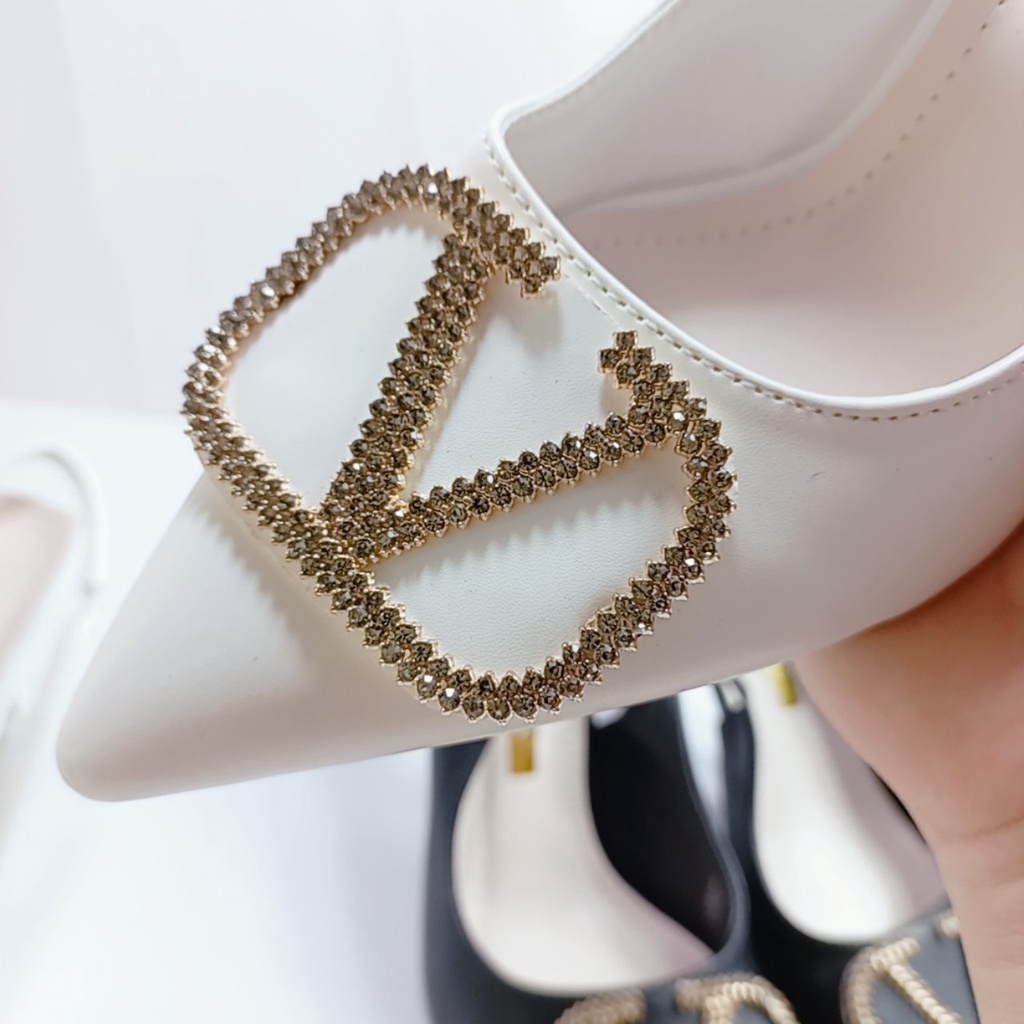 Giày Cao Gót Nữ Mũi Nhọn MinhTuyetshoes- Giày nữ đính đá gót cao 6cm mẫ mới sang chảnh mã CGM