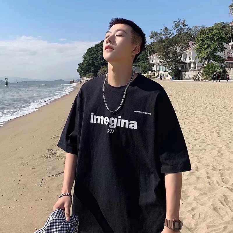 Áo Thun Tay Ngắn Cổ Tròn In Chữ Dáng Rộng Thoải Mái Thời Trang Cho Nam Size M-5XL