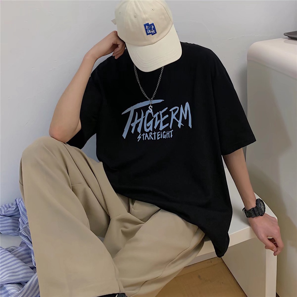 Áo Thun Tay Ngắn Dáng Rộng In Chữ Phong Cách Hip Hop Hàn Quốc Thời Trang Mùa Hè Cho Nam Và Nữ size M-5XL