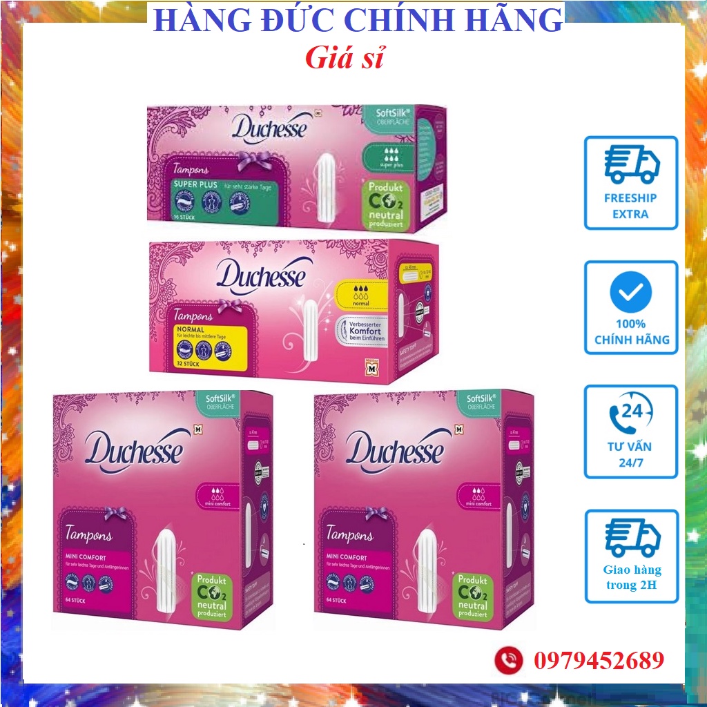 [Nhập Khẩu 100%] Tampon - Băng vệ sinh Tampon Duchesse đầy đủ size- Hàng Nội Địa Đức