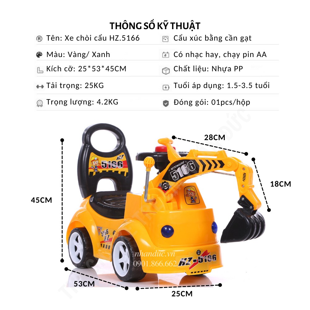 Xe chòi chân cho bé kiểu xe cẩu HZ.5166