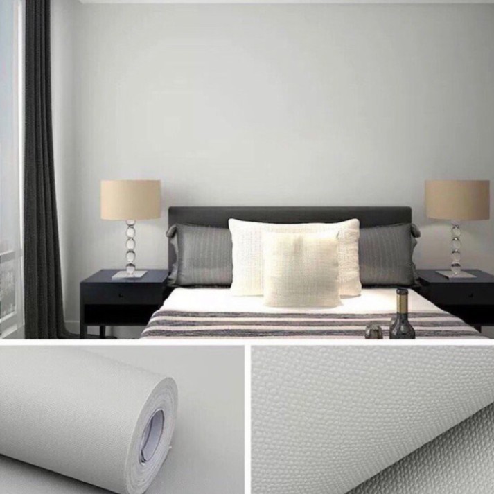 10m giấy dán tường sẵn keo màu xám nhám