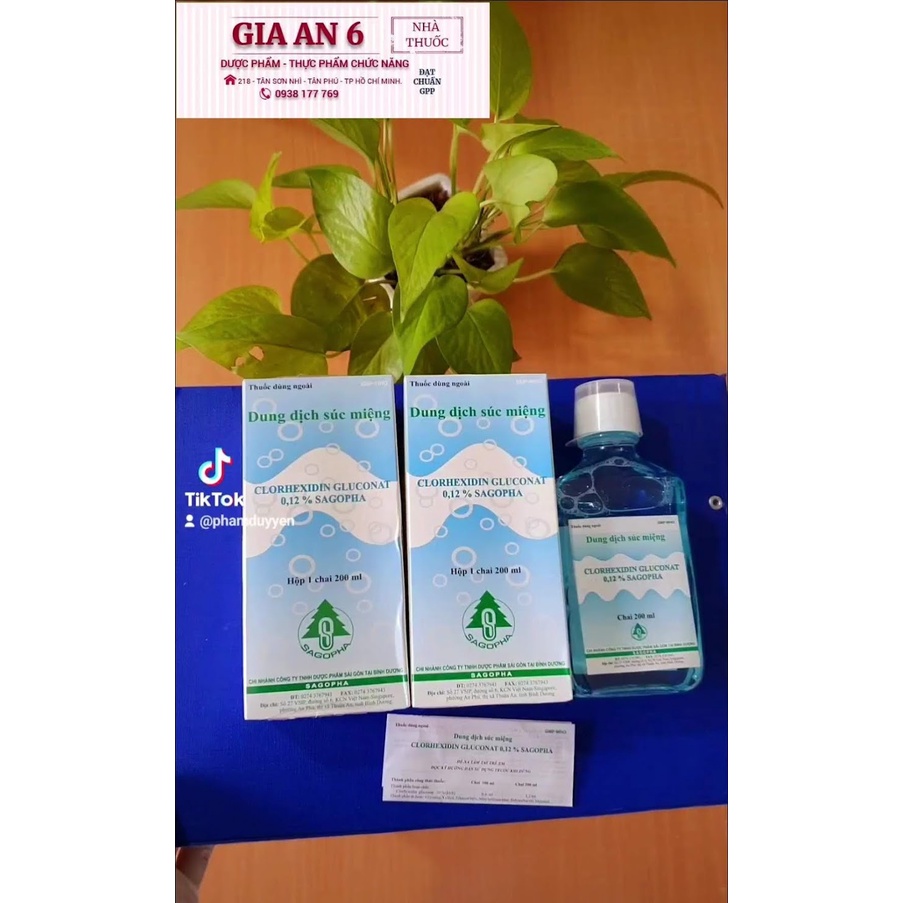 Nước súc miệng sát khuẩn răng, miệng: sâu răng, đau nhức, viêm họng, đau họng, amidan Clohexidine