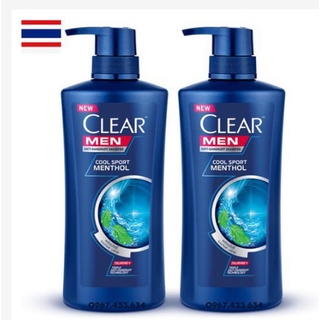 Set 2 chai dầu gội clear men/ bạc hà & hoa anh đào thái lan mẫu mới 480ml