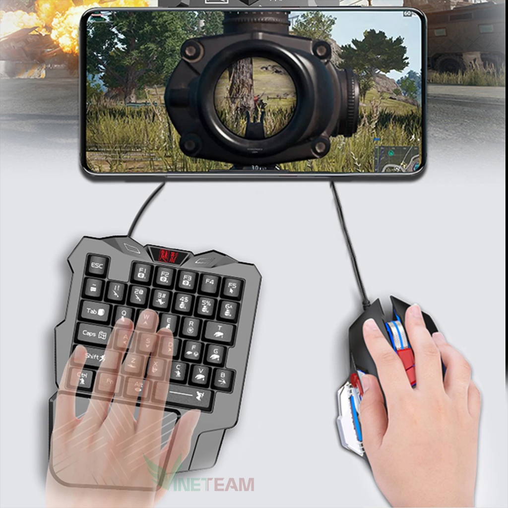 Bàn phím bán cơ 1 tay chơi game C91 không led chơi game mobi Freefire, CF, liên quân,...siêu xịn -dc4724