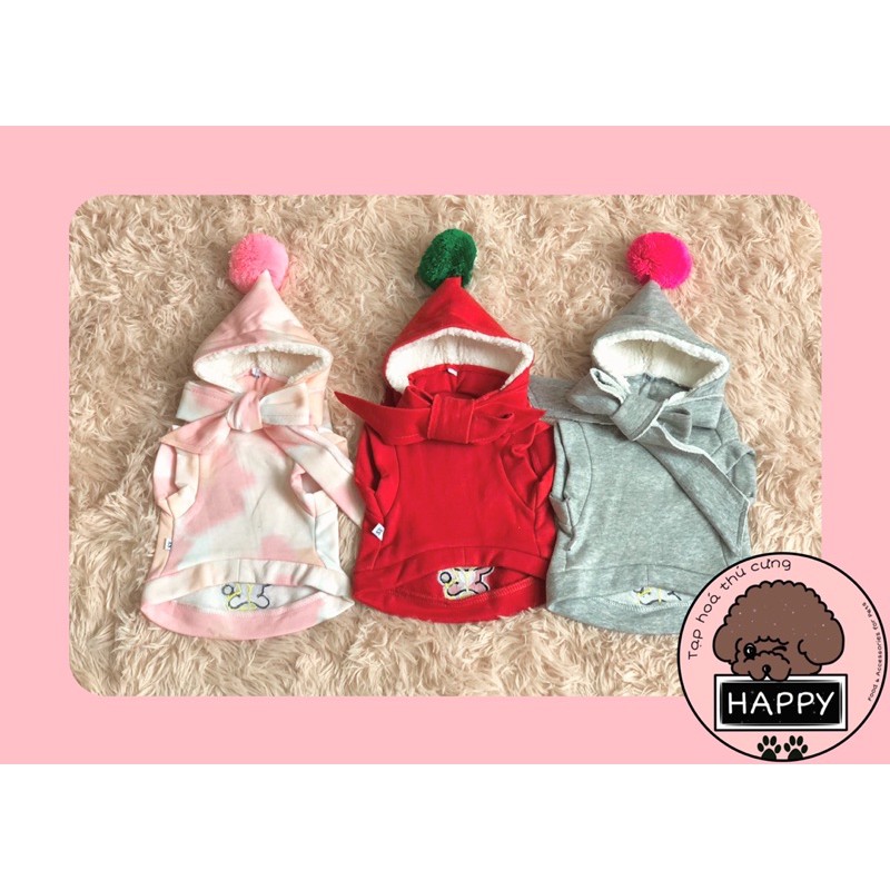 Áo nỉ thêu hình gấu kèm nón rời lót bông [Ảnh thật] [Có sẵn]