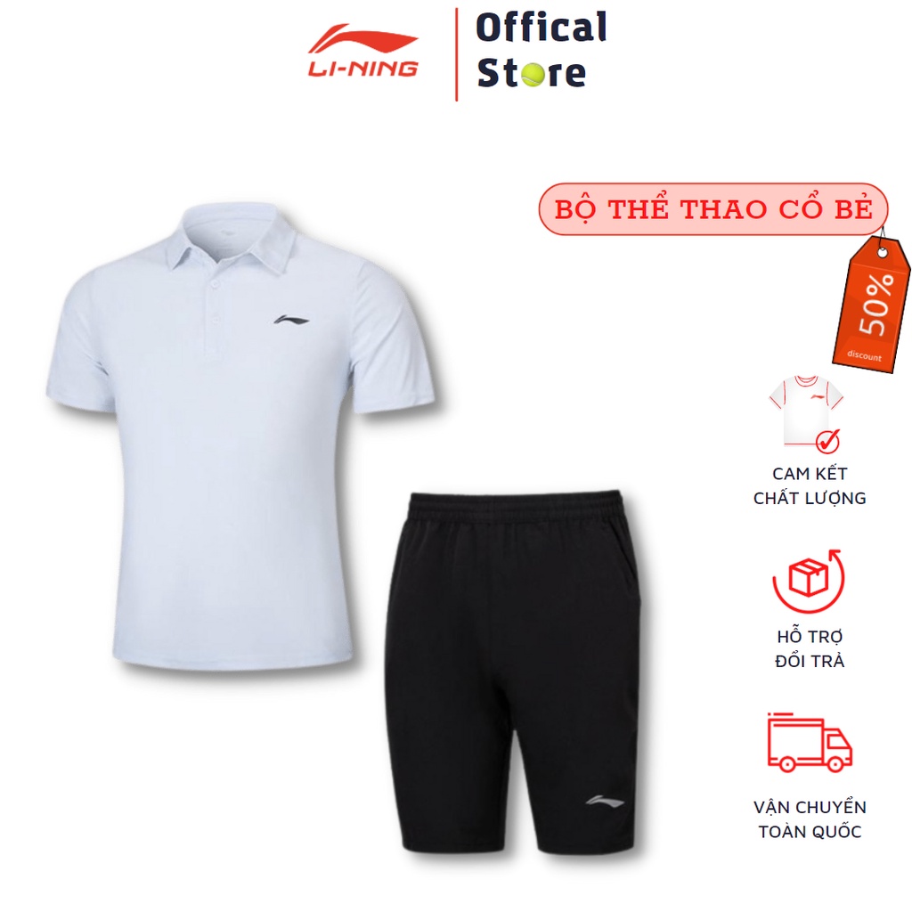 Bộ thể thao nam Lining ⚡ GIÁ TỐT NHẤT ⚡ Bộ quần áo Lining cổ bẻ chất vải cao cấp chống nhăn, thấm hút mồ hôi tốt
